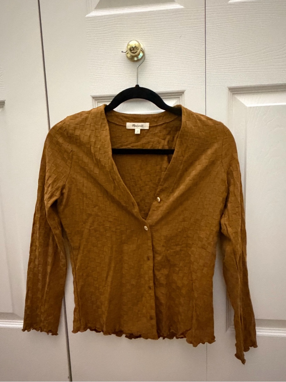 Madewell Mustard Brown Textured Lightweight Button Front Cardigan